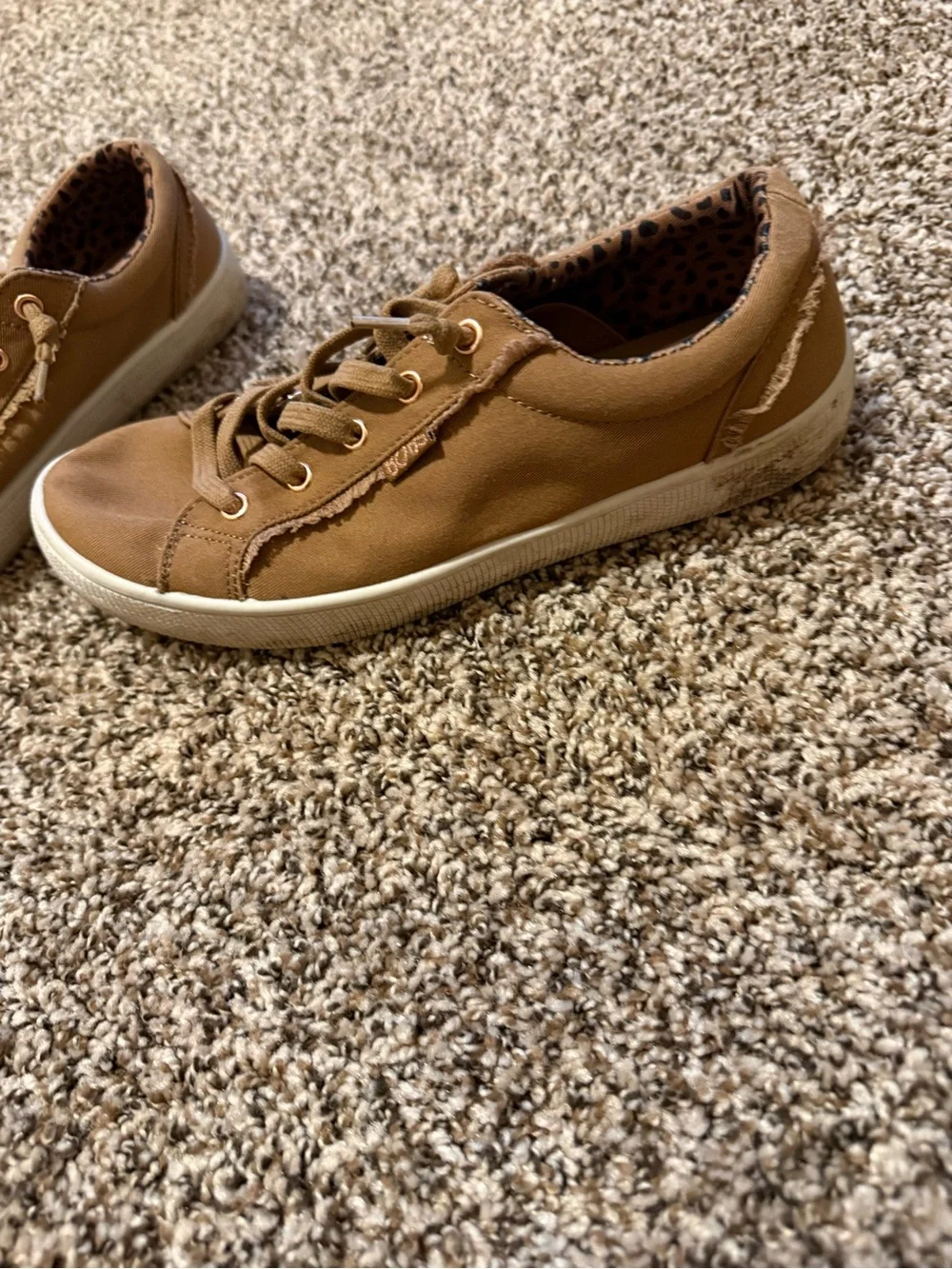 BOBS from Skechers Tan Canvas Lace-Up Sneakers